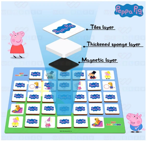 Wembley Peppa Pig Magnetic Memory Match Game - 32 Tiles with 64 Picture Icons | Educational Brain Puzzle for Kids 3+ Years Delivery Time: 2-3Days