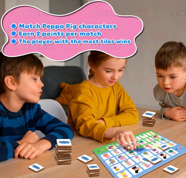 Wembley Peppa Pig Magnetic Memory Match Game - 32 Tiles with 64 Picture Icons | Educational Brain Puzzle for Kids 3+ Years Delivery Time: 2-3Days