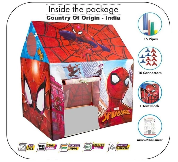 Cartoon Theme Kids Play Tent House - Indoor & Outdoor Tent Toy for Toddlers 2-6 Years (Red)