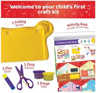 Imagimake My First Craft Kit - 25 DIY Art & Craft Activities with Activity Book, Child-Safe Scissor & 4 Dough Tubs for Kids 3+ Years Delivery Time: 2-3Days
