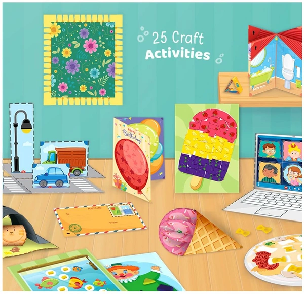 Imagimake My First Craft Kit - 25 DIY Art & Craft Activities with Activity Book, Child-Safe Scissor & 4 Dough Tubs for Kids 3+ Years Delivery Time: 2-3Days