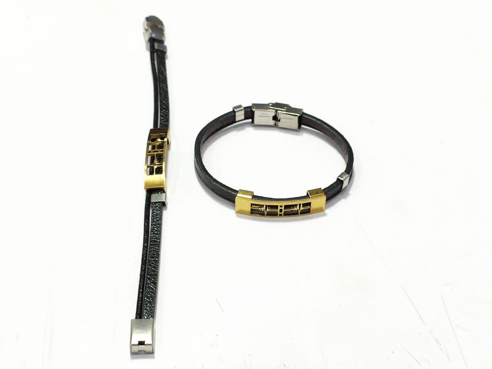 Quest Black Leather Bracelet - Gold Beads - SETT&Co