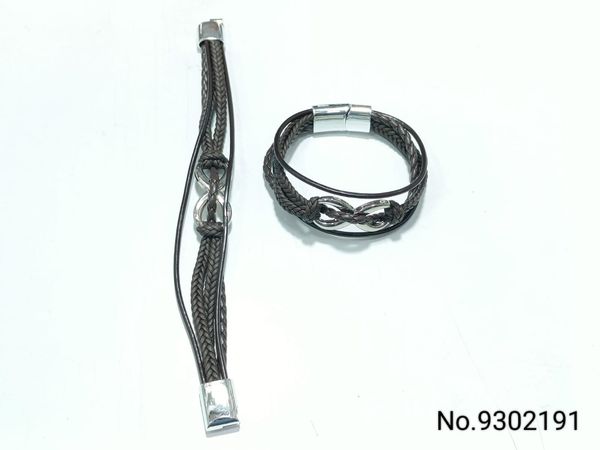 Brown Leather Bracelet Stainless Steel Magnetic Lock