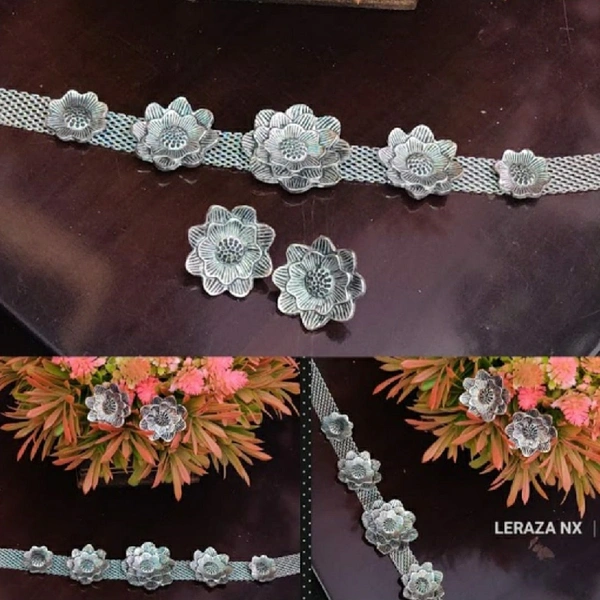 Flower Design Neckpeice With Earing