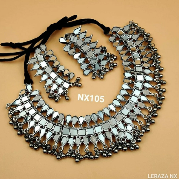 Glass Work Heavy Neckpeice With Earing