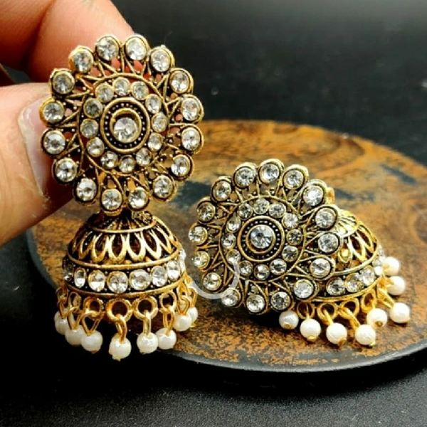 Golden Mirror Work Earing