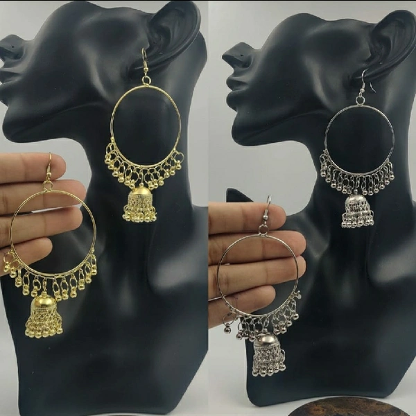 Light Silver Golden Oval Beeds Earing