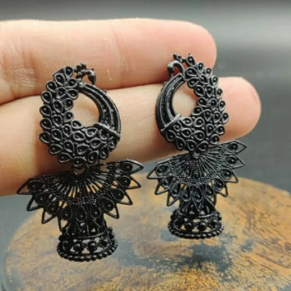 Peacock Design Black Earing