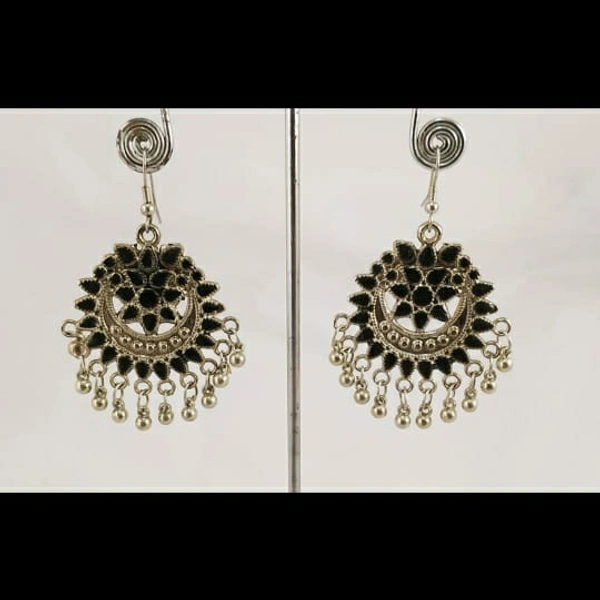 Black Glass Work Earing