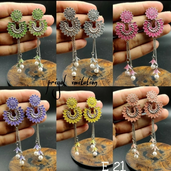 Colour Full Gorgeous Earing (E 21) - grey