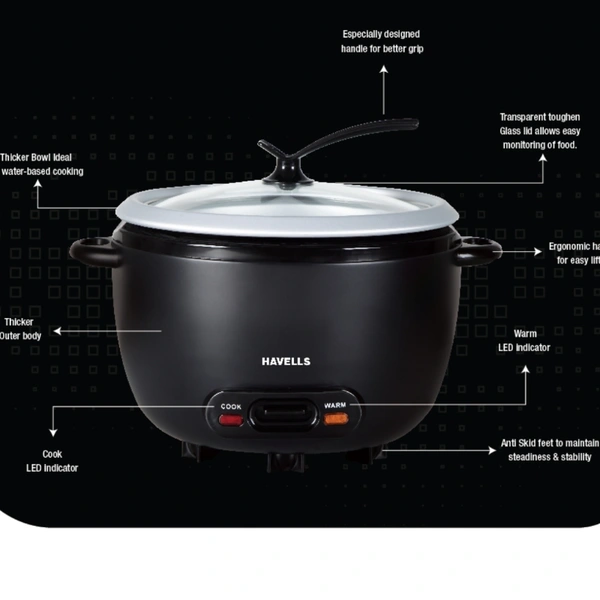 Havells X press Cook 1ltr - Black, 8516, 7 Days, 2 Years Manufacturers, China, 1L