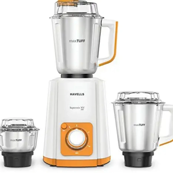 Havells SUPER MIX NV ORANGE 3 JAR 500 W MIXER GR - India, Orange, 7 Days, 5 YEARS ON MOTOR, 2 YEARS ON BODY, 8509, Customer Care No.08045 77 1313 Email-id:customercare@havells.com  
