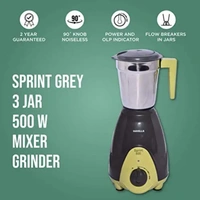 Havells SPRINT GREY 3 JAR 500 W MIXER GRINDER - India, 8509, Customer Care No.08045771313 Email-id: customercare@havells.com, 7 Days, 5 YEARS ON MOTOR 2 YEARS ON BODY