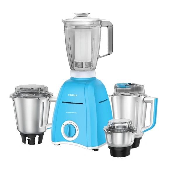 Havells MOMENTA NV 4-JAR MG BLUE 750 W Mixer Grinder - India, 8509, Customer Care No.08045 77 1313 Email-id: customercare@havells.com, 7 Days, 5 YEARS ON MOTOR 2 YEARS ON BODY