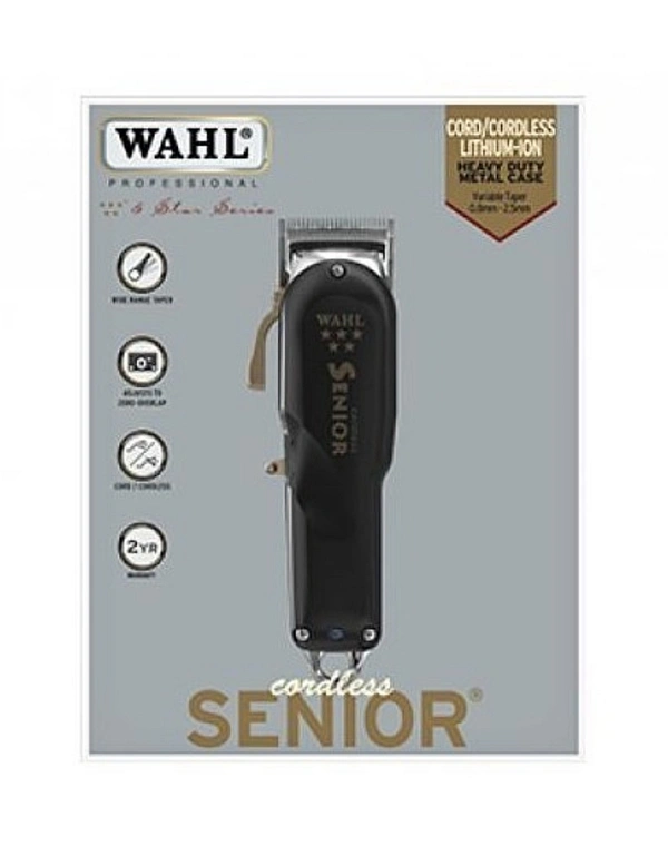 Wahl Cordless Senior Clipper - Black, United States Of America, 7 Days, 1 Year Manufacturers Warranty, 430g, 8510