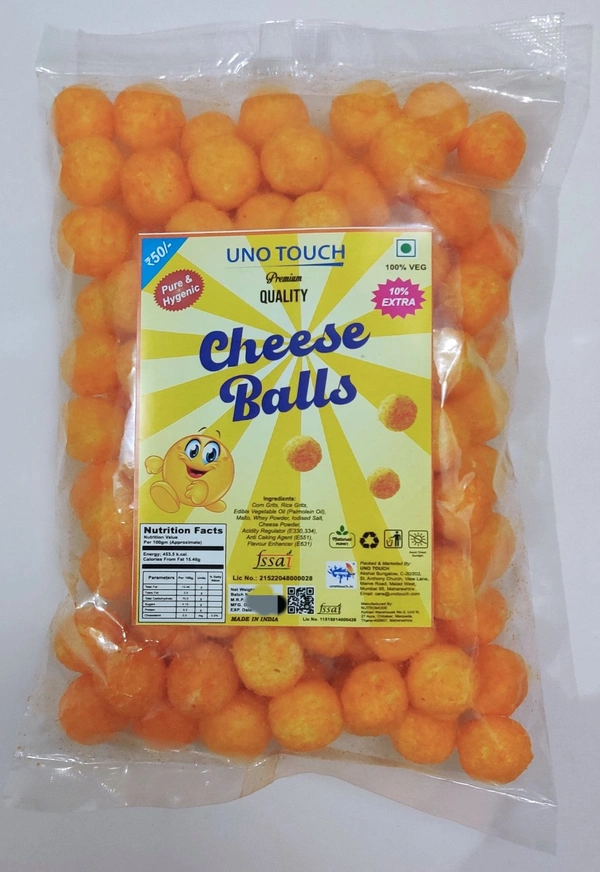 UNO TOUCH CHEESE BALLS - India, care@unotouch.com PH:9820957825, 3 Months From Manufacturing