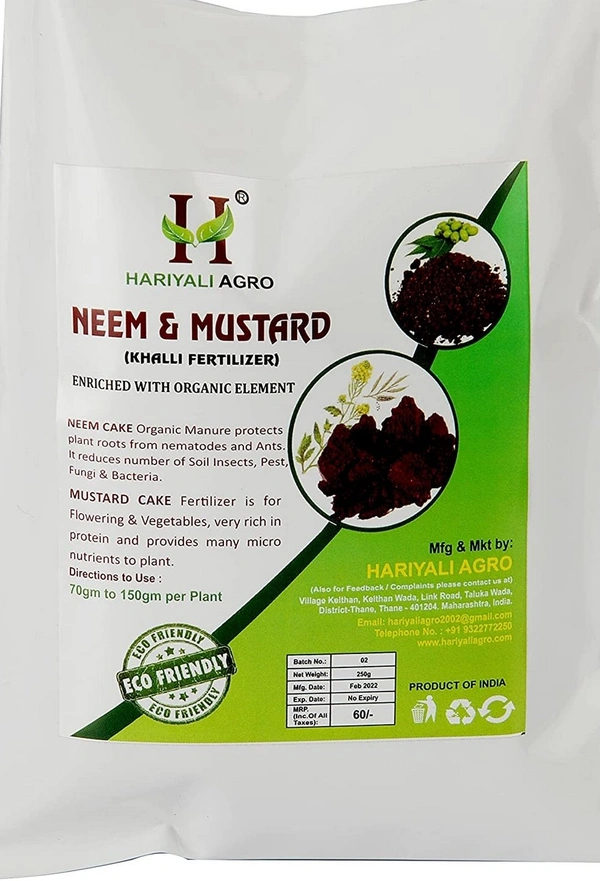 Hariyali Agro M.N.C (Mustard Cake, Neem Cake, Castor Cake) Khali Fertilizer - 1 kg (Pack of 4) - India, Non Returnable