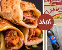 Dubble Egg Chicken Roll With Cold Drink