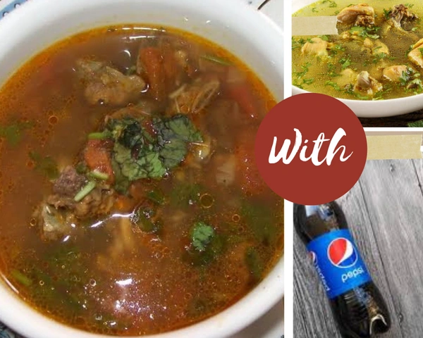 Testy Chicken Soup With Cold Drink