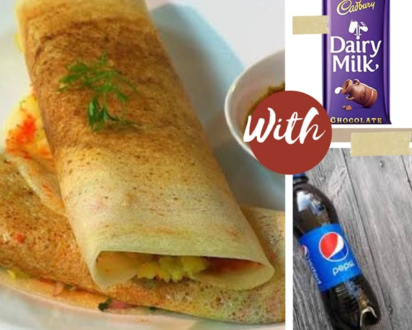 Crispy Dosa With Cold Drink And Dariy Milk Chocolate