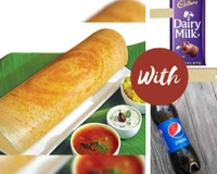 Crispy Dosa With Cold Drink And Dariy Milk Chocolate