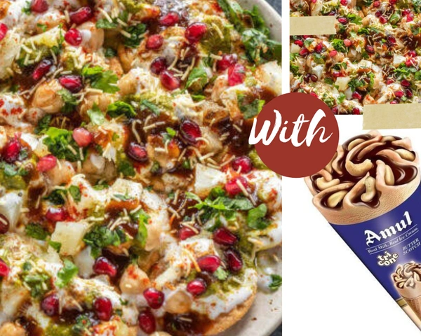 Papdi Chaat And Amul Ice-cream