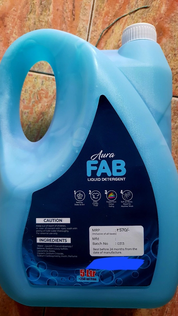 Liquid Detergent FAB AURA 5 Ltr - Curious Blue