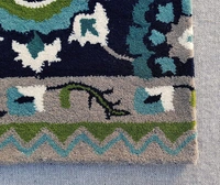 Handmade Traditional Design Woollen Carpets For Living Room - Navy Blue, 5x8