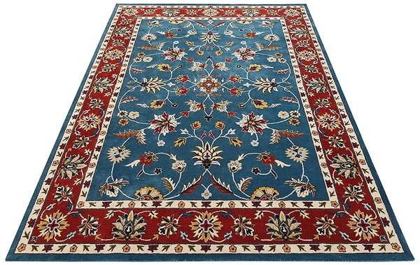 Handmade Traditional Design Woollen Carpets For Living Room - Blue, 5x8