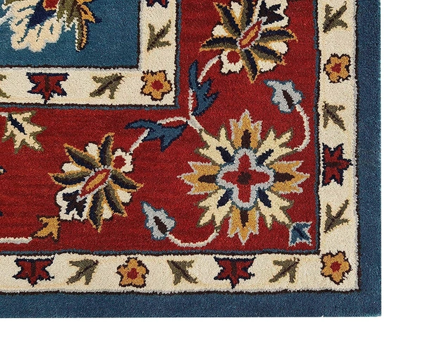 Handmade Traditional Design Woollen Carpets For Living Room - Blue, 5x8