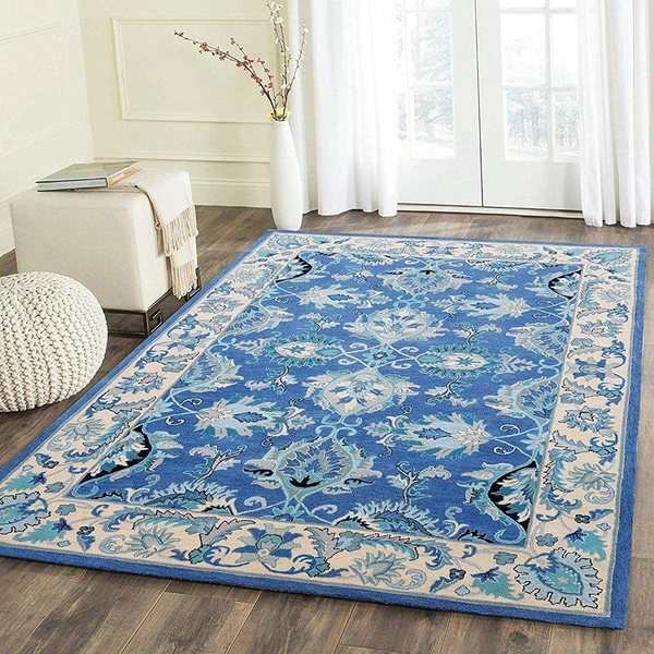 Handmade Traditional Design Woollen Carpets For Living Room - Electric Violet, 5x8