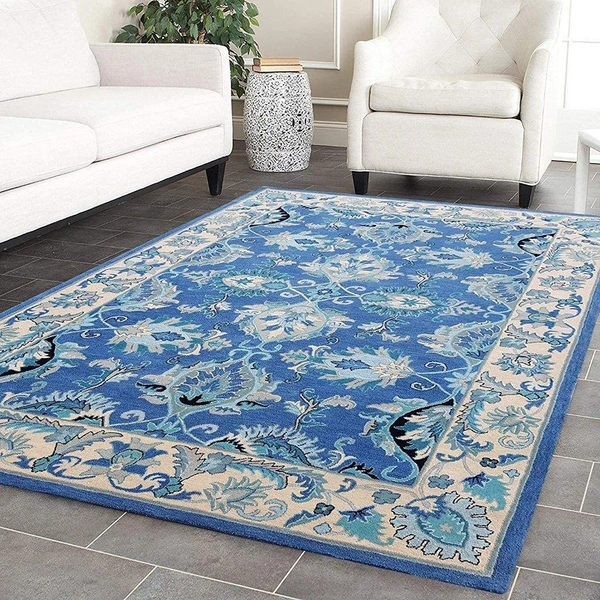 Handmade Traditional Design Woollen Carpets For Living Room - Electric Violet, 5x8