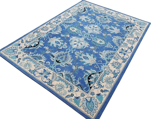 Handmade Traditional Design Woollen Carpets For Living Room - Electric Violet, 5x8