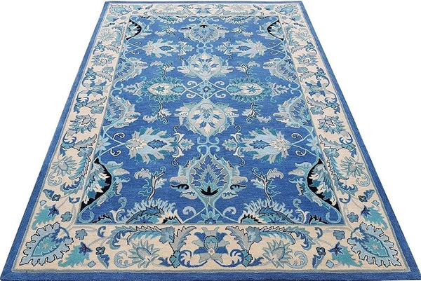 Handmade Traditional Design Woollen Carpets For Living Room - Electric Violet, 5x8