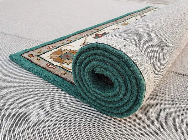Handmade Traditional Design Woollen Carpets For Living Room - Teal, 5x8