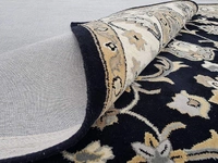 Handmade Traditional Design Woollen Carpets For Living Room - Black, 5x8