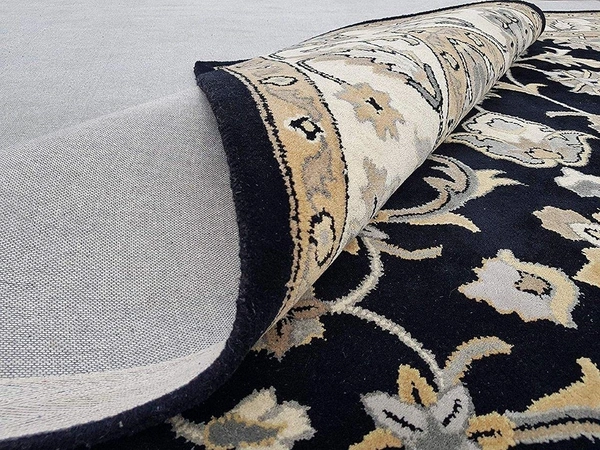 Handmade Traditional Design Woollen Carpets For Living Room - Black, 5x8
