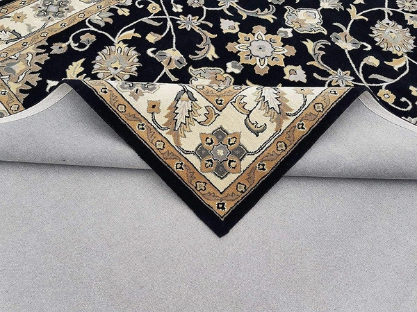 Handmade Traditional Design Woollen Carpets For Living Room - Black, 5x8