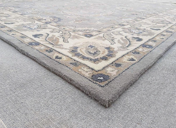 Handmade Traditional Design Woollen Carpets For Living Room - Grey, 5x8