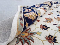 Handmade Traditional Design Woollen Carpets For Living Room - White, 5x8