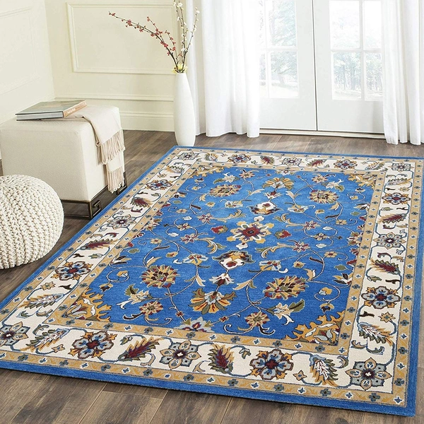 Handmade Traditional Design Woollen Carpets For Living Room - Electric Violet, 5x8