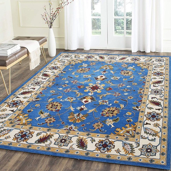 Handmade Traditional Design Woollen Carpets For Living Room - Electric Violet, 5x8