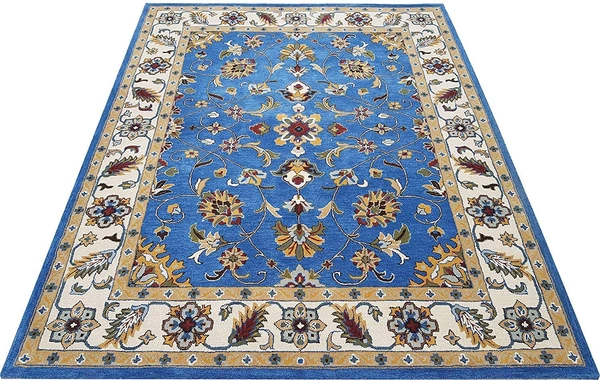 Handmade Traditional Design Woollen Carpets For Living Room - Electric Violet, 5x8