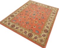 Handmade Traditional Design Woollen Carpets For Living Room - rust, 5x8