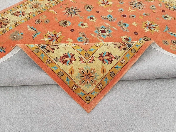 Handmade Traditional Design Woollen Carpets For Living Room - rust, 5x8