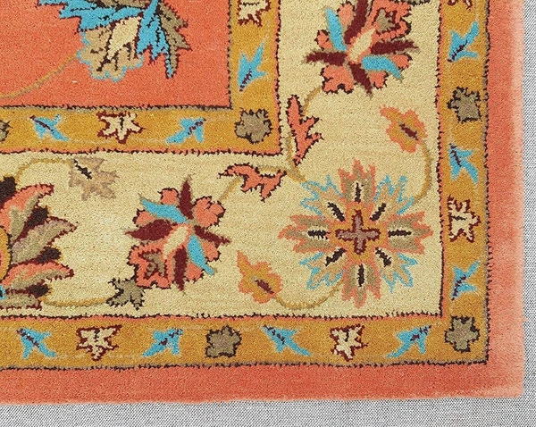 Handmade Traditional Design Woollen Carpets For Living Room - rust, 5x8
