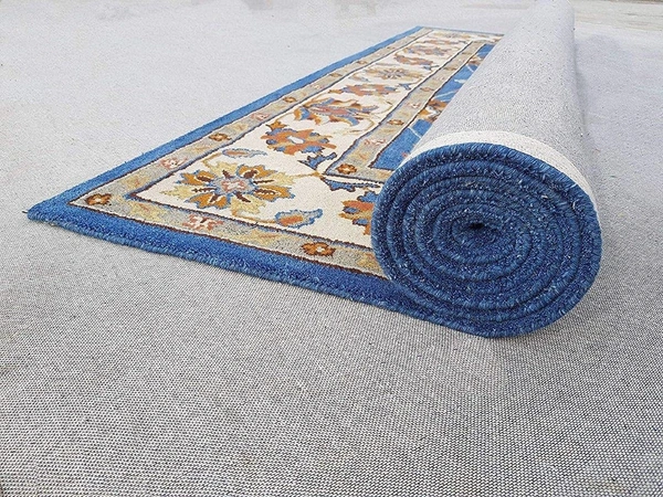 Handmade Traditional Design Woollen Carpets For Living Room - Royal Blue, 5x8