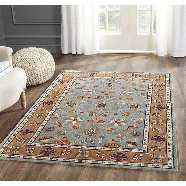 Handmade Traditional Design Woollen Carpets For Living Room - 5x8, grey
