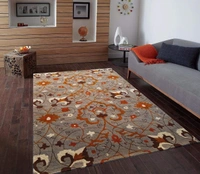 Handmade Traditional Design Woollen Carpets For Living Room - grey, 5x8