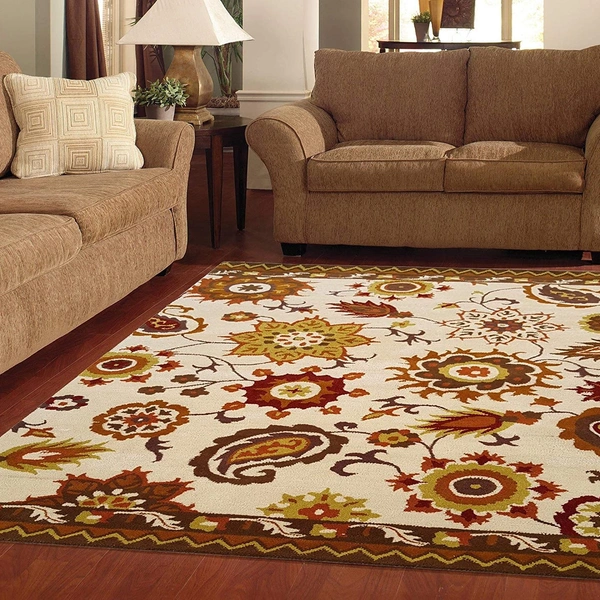 Handmade Traditional Design Woollen Carpets For Living Room - beige, 5x8